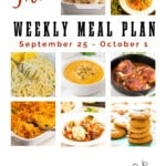 Weekly Meal Plan 39 with a collage of photos, with print overlay for Pinterest.
