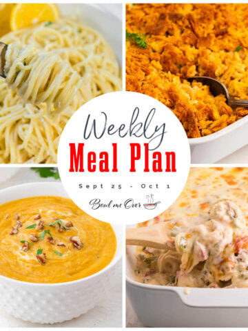 Weekly Meal Plan 39 with collage of photos and print overlay.