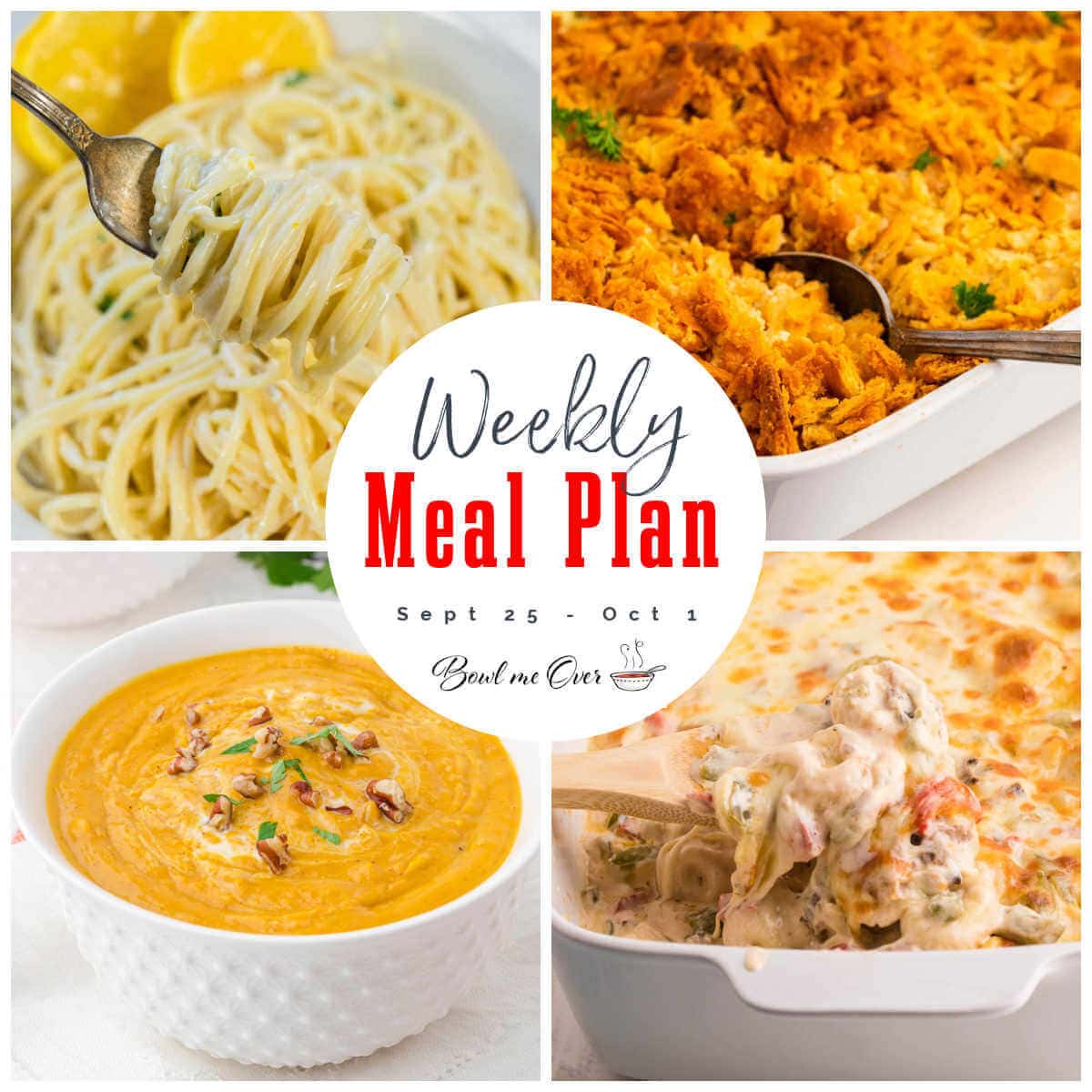 Weekly Meal Plan 39 with collage of photos and print overlay. 