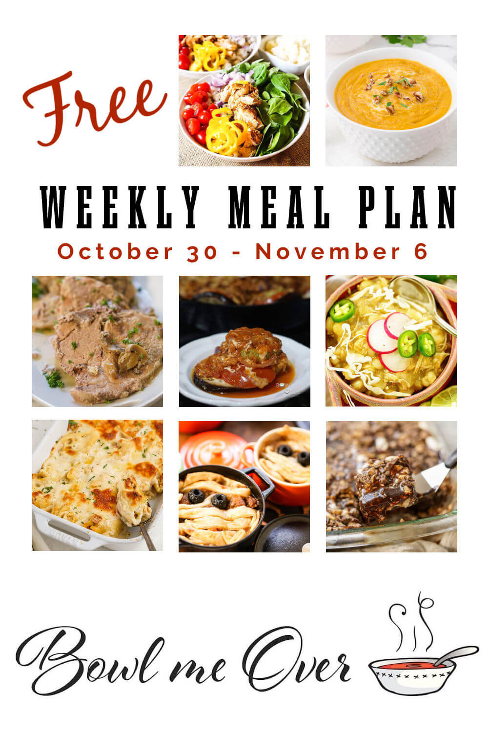 Collage of photos for weekly meal plan 43 with Pinterest overlay.
