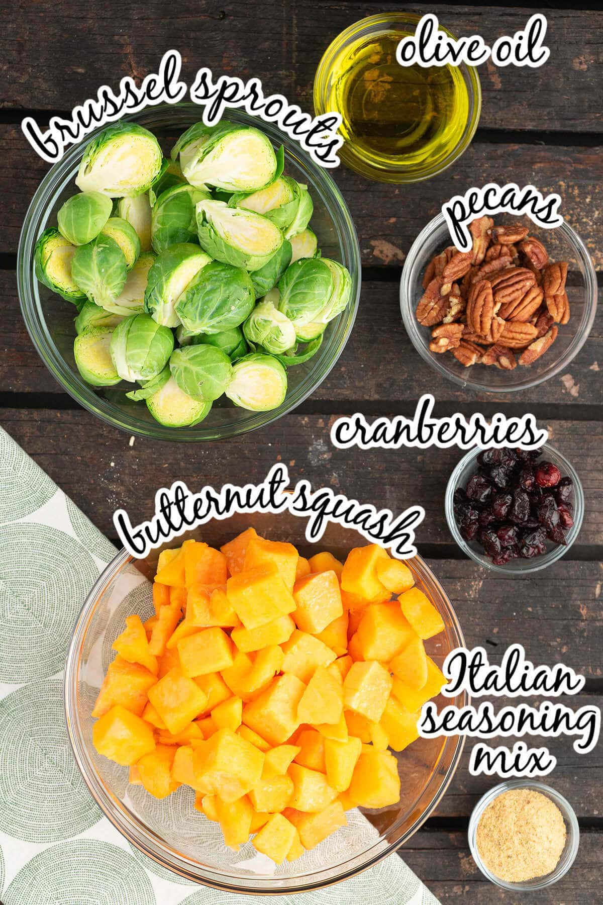 Ingredients for vegetable side dish with print overlay.