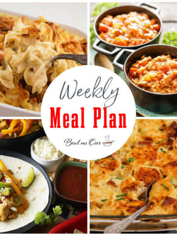 Collage of photos for Weekly Meal Plan 45, with print overlay for social media.