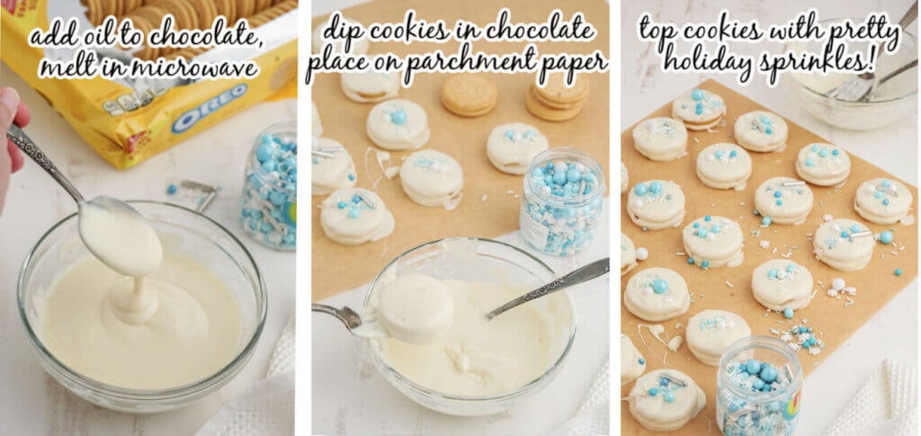 Photo collage of instructions to make cookie recipe.