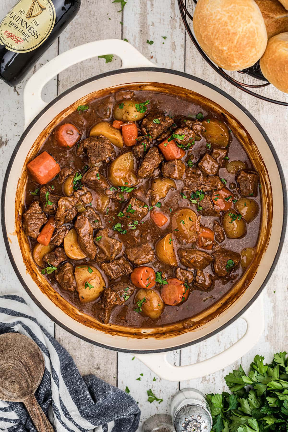 Irish Beef Stew in a big Dutch oven.