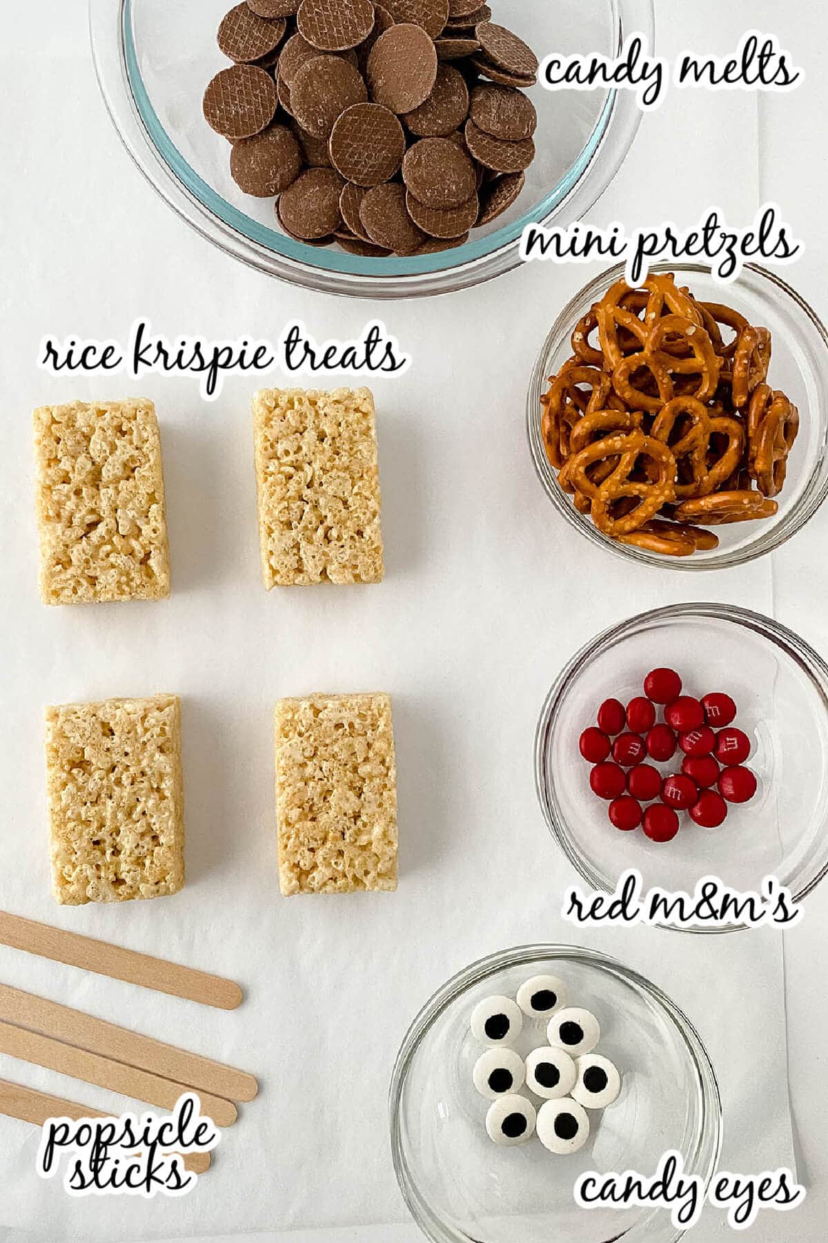 Ingredients needed to make this rice Krispy holiday treat recipe. 
