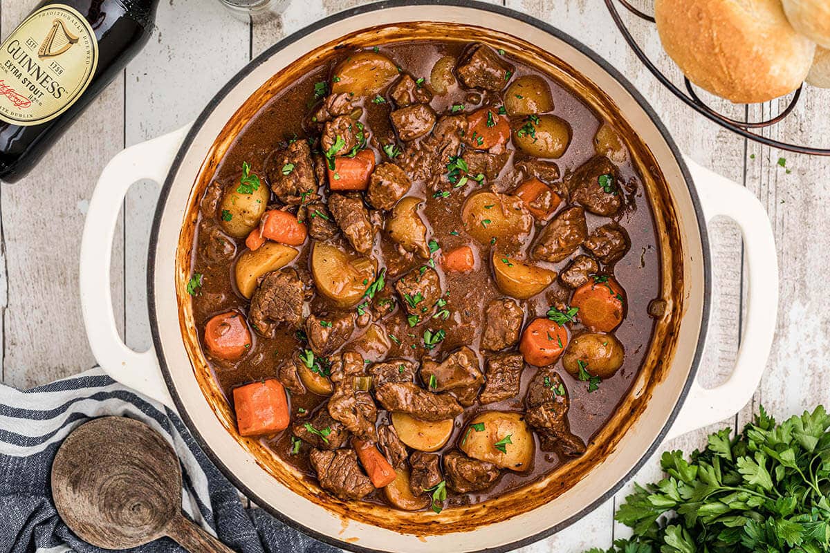 Dutch Oven Guinness Beef Stew Recipe (Rich & Hearty) - Bowl Me Over