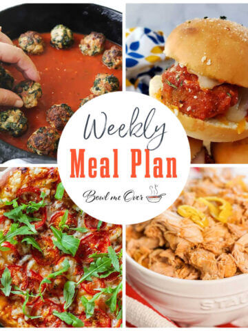 Photos for weekly meal plan 2, with print overlay for social media.