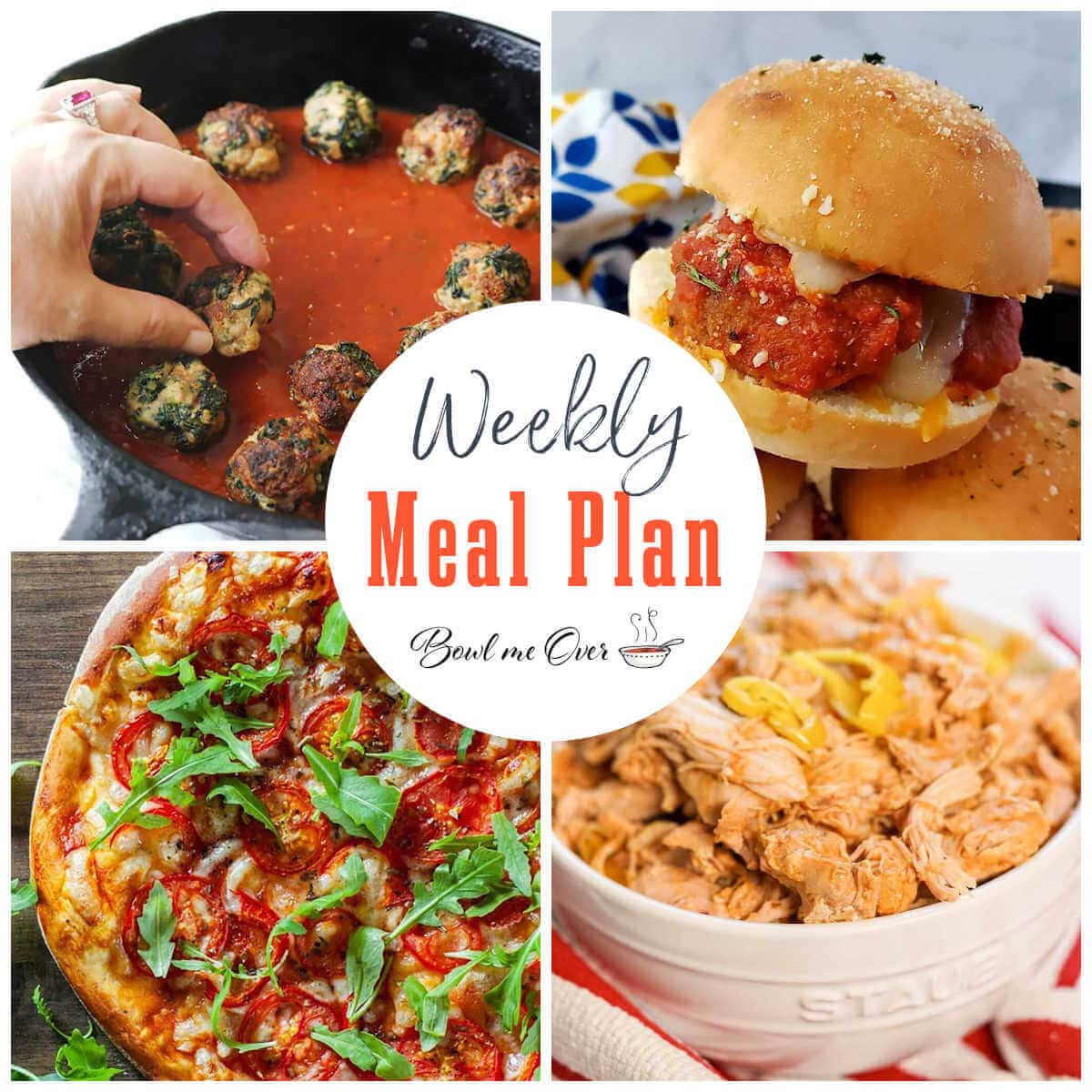 Photos for weekly meal plan 2, with print overlay for social media. 
