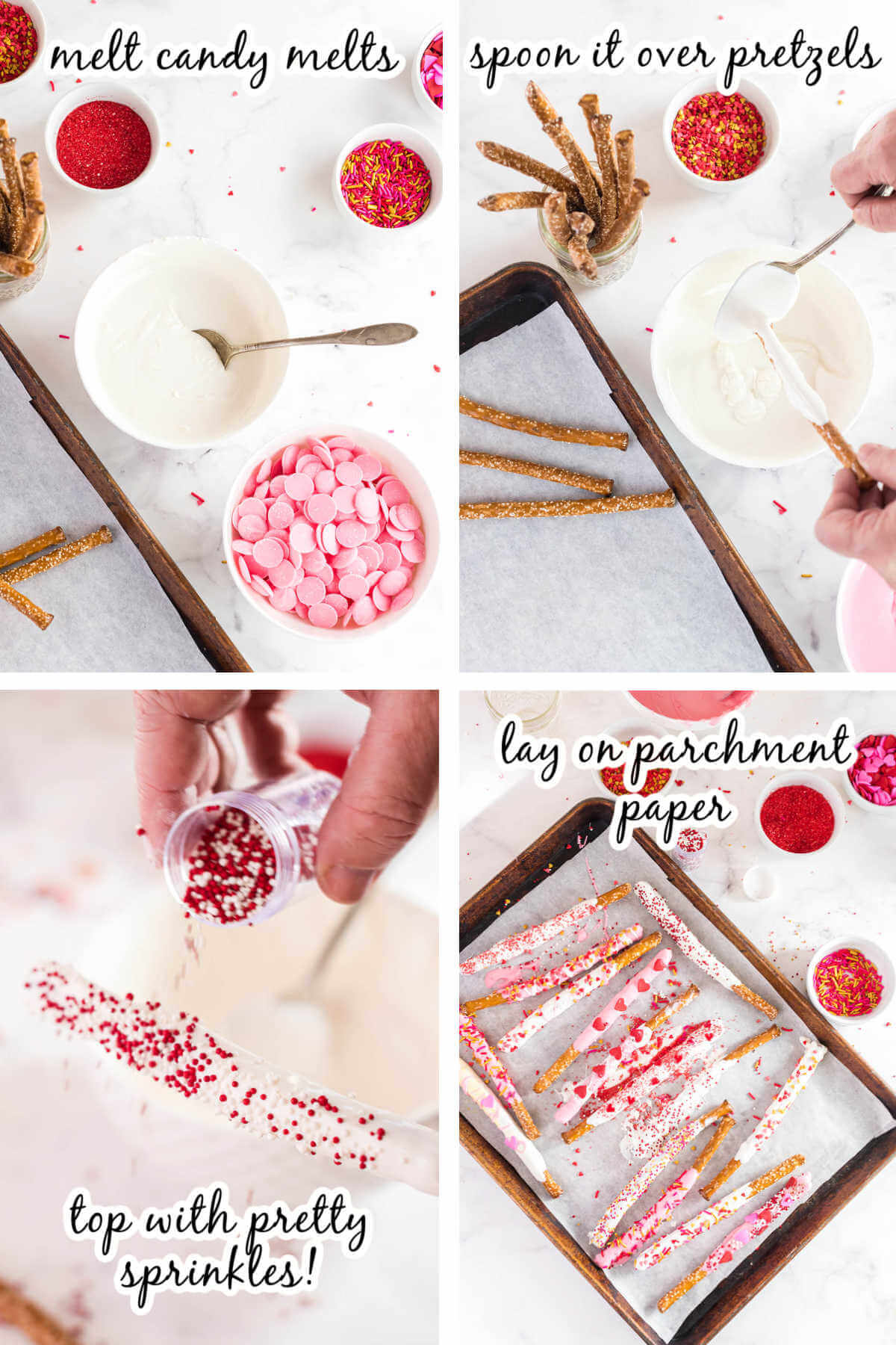 Instructions to make Valentine treats. With print overlay.