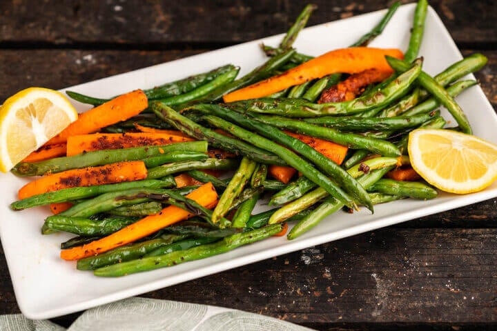 Roasted Green Beans and Carrots - Bowl Me Over