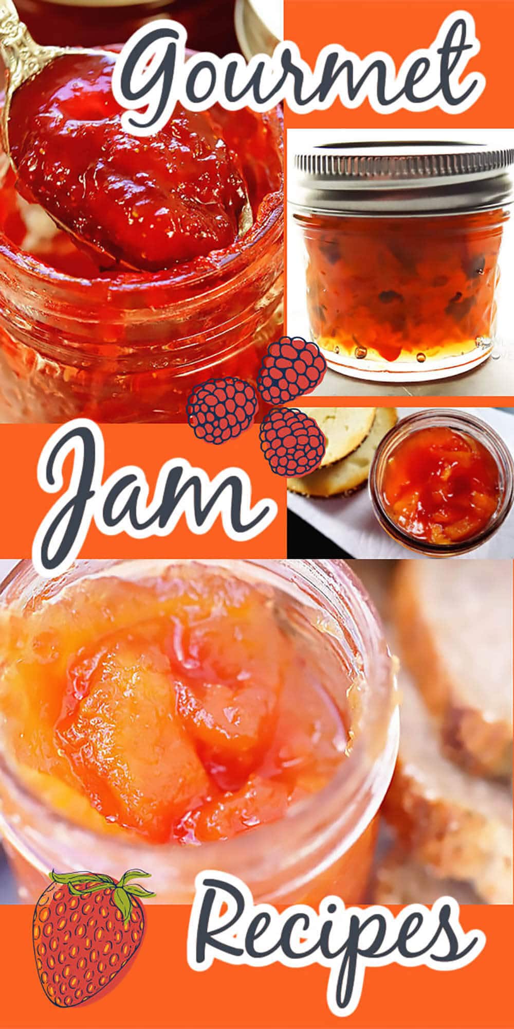 Photos of Gourmet Jam Recipes, with Pinterest overlay.