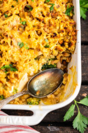 Easy Chicken Casserole Recipe topped with Stuffing - Bowl Me Over