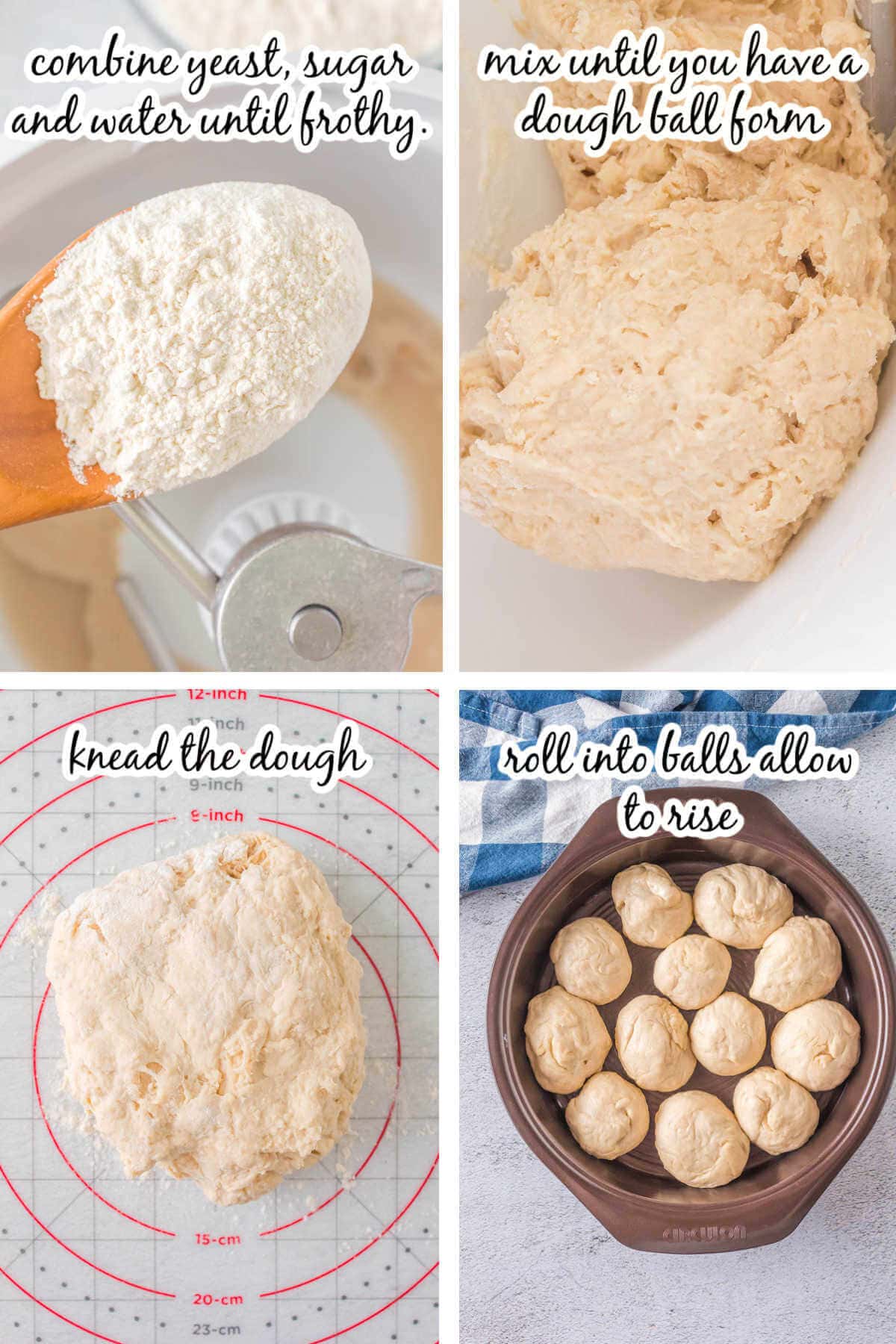 Instructions for Easy Yeast Rolls for Beginners, with print overlay. 