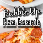 Casserole in baking dish with Pinterest overlay.