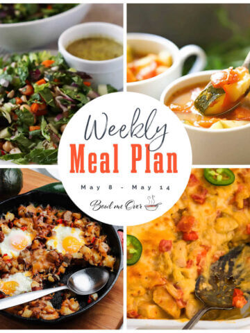 Collage of photos for weekly meal plan 19, with print overlay for social media.