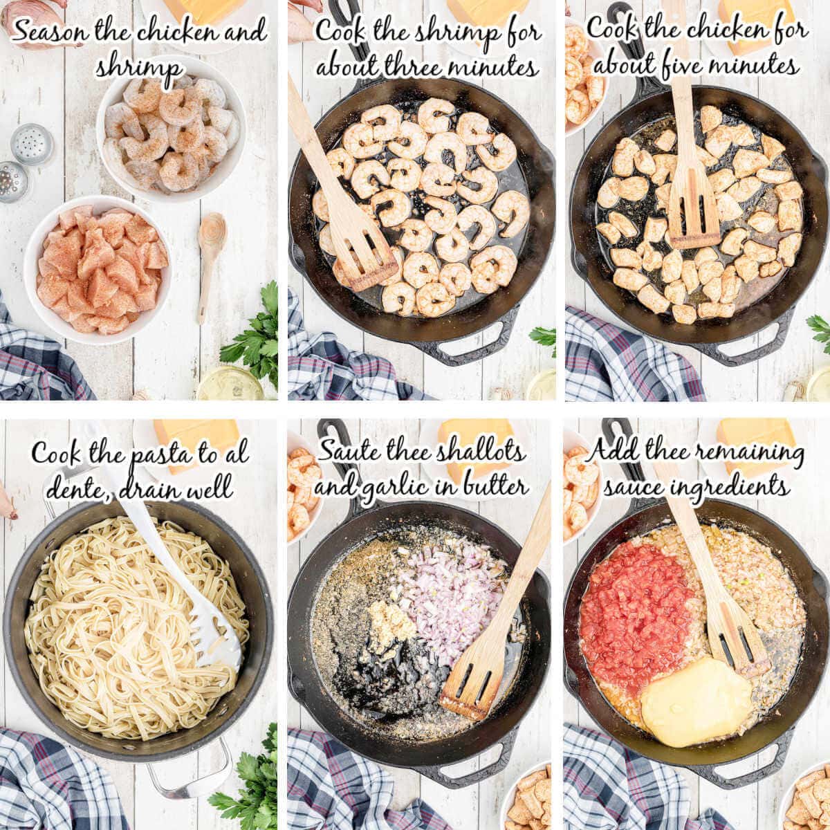 Step-by-step instructions to make the pasta recipe. With print overlay. 