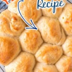 Freshly baked yeast rolls, with print overlay.