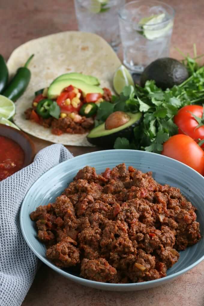Ground Beef taco meat in bowl.