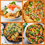 Collage of photos of easy chicken casserole recipes.