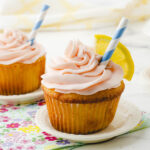 Pink Lemonade cupcakes on pretty plates.