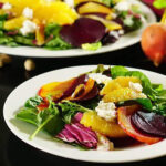 Beet Goat Cheese Salad on plates.