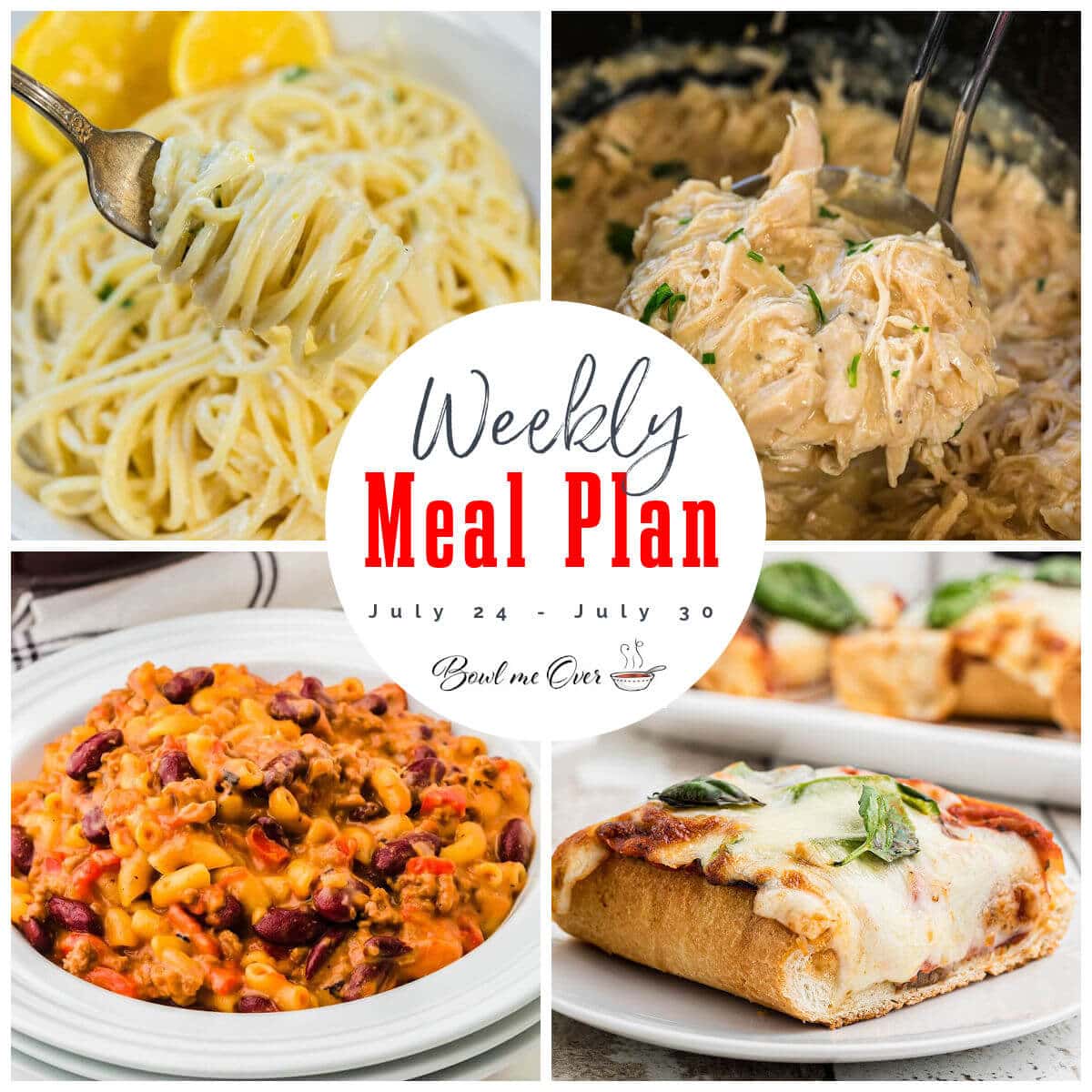 Collage of photos for weekly meal plan 29, with print overlay for social media.