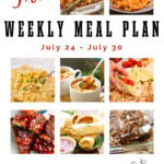 Collage of photos for Weekly meal Plan 30 with print overlay for Pinterest.