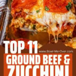 Ground chicken zucchini casseroles recipes, with print overlay for Pinterest.