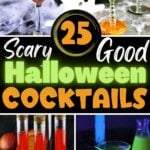 Creepy good drinks for halloween with print overlay for Pinterest.