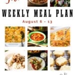 Collage of photos for recipes for Weekly Meal Plan 32, with print overlay for Pinterest.