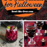 Collage of scary cocktails for halloween with overlay for Pinterest.