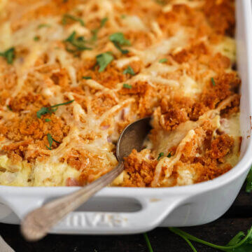 Chicken Cordon Bleu Casserole with a Crispy Topping - Bowl Me Over