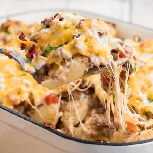 Easy to Make Loaded Cheesy Hamburger Casserole Recipe - Bowl Me Over