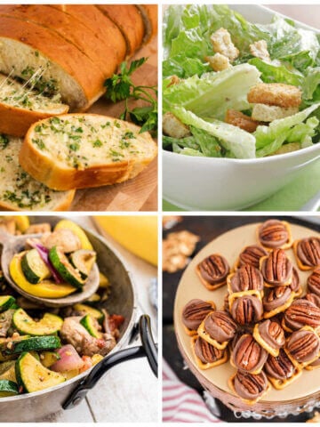 Collage of photos for what to serve with pasta bake.
