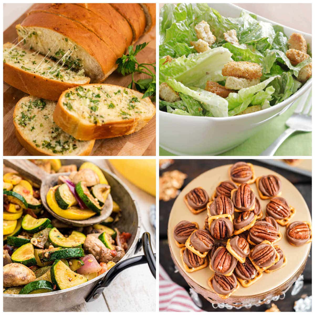 Collage of photos for what to serve with pasta bake. 