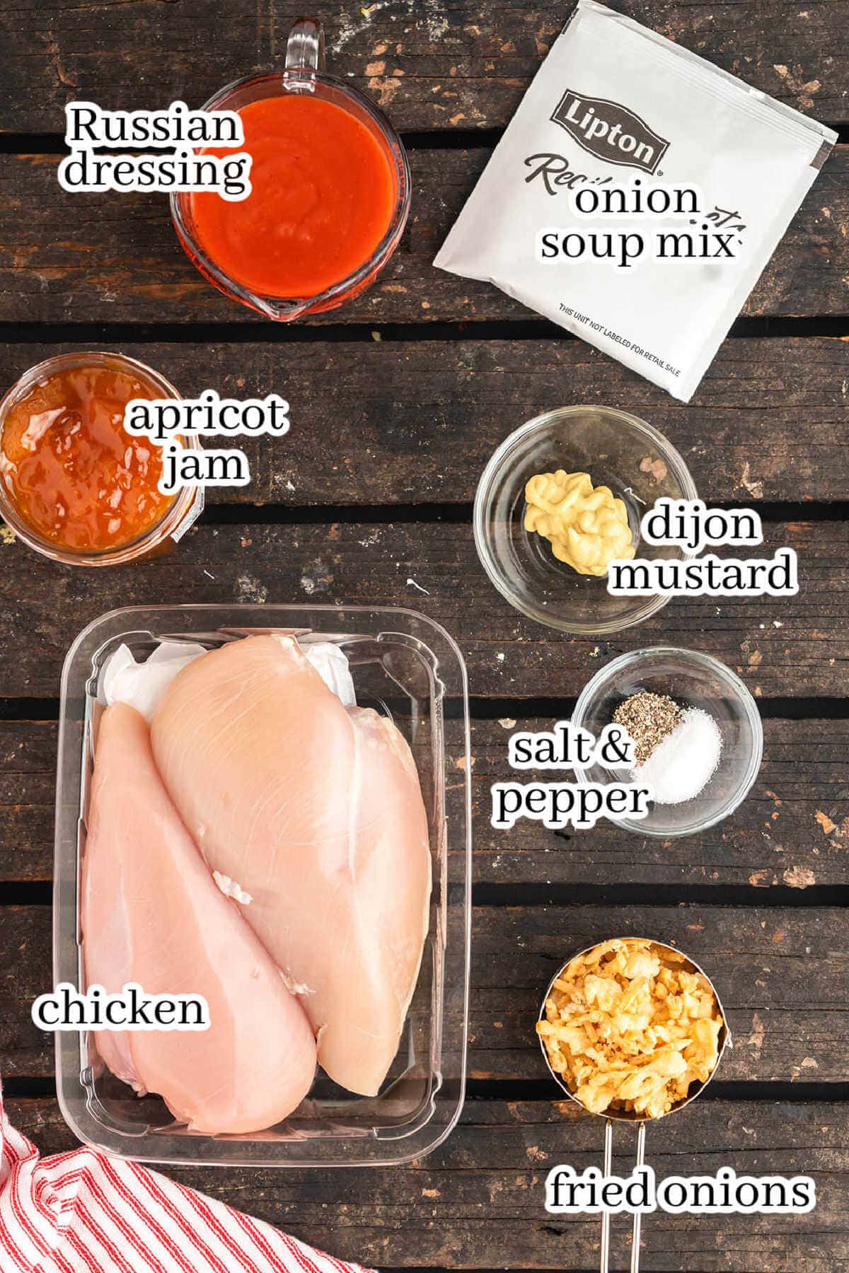 Ingredients to make casserole dish, with print overlay.