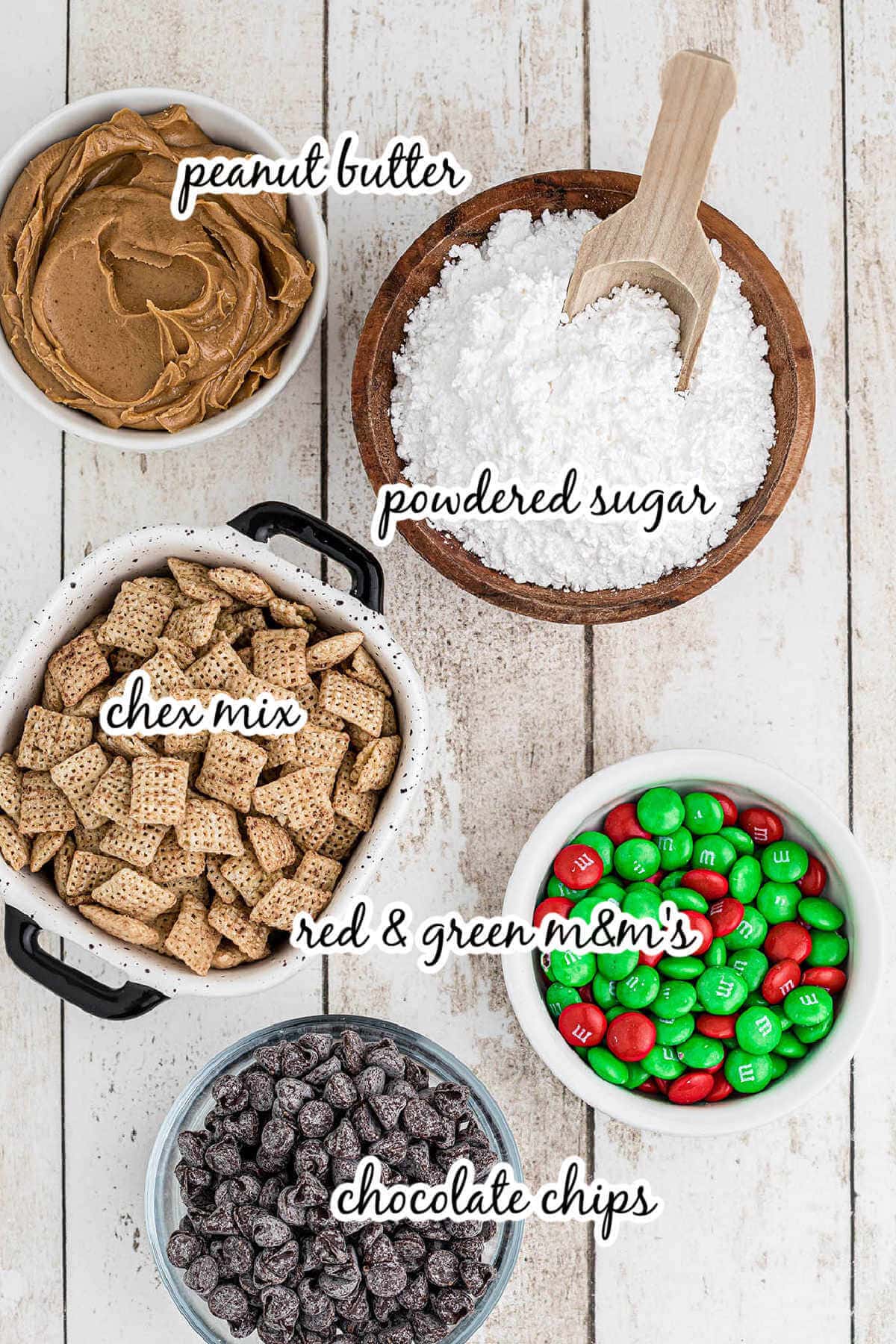 Ingredients to make candy recipe, with print overlay.