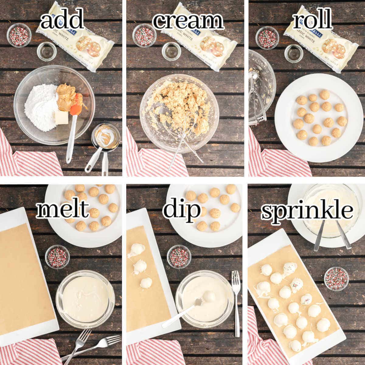 Instructions to make holiday candy recipe, with print overlay.