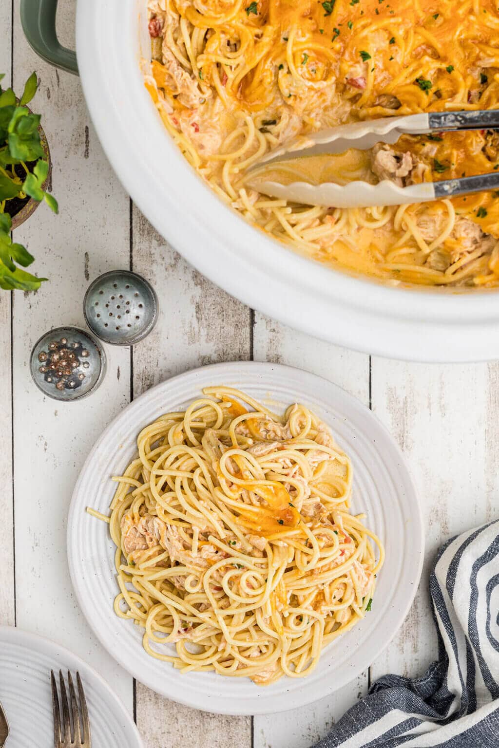 Crockpot Chicken Spaghetti - Bowl Me Over