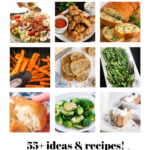 Collage of photos of What to serve with beef stroganoff, with print overlay for Pinterest.