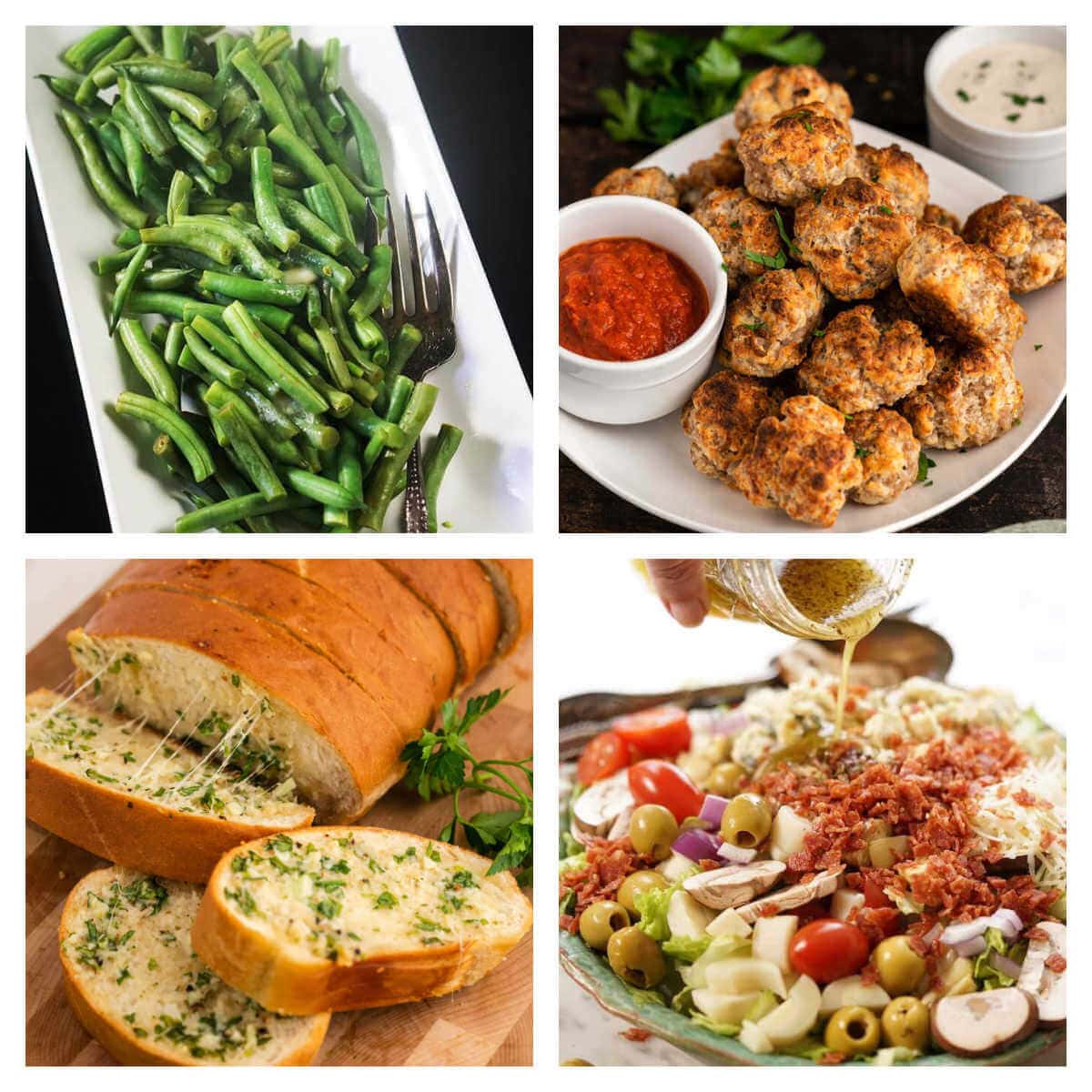 Collage of photos showing What to serve with beef stroganoff.