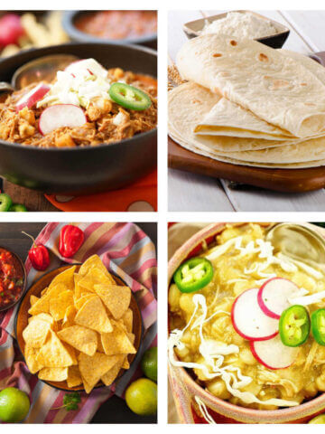 Collage of photos of what to serve with posole.