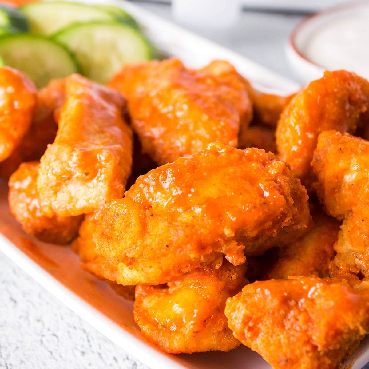 Air Fryer Buffalo Chicken Wings on platter.