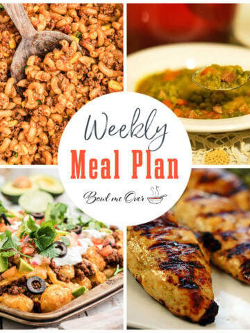 Collage of photos for weekly meal plan 3, with print overlay for social media.