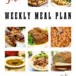Collage of photos for weekly meal plan 3, with print overlay for Pinterest.