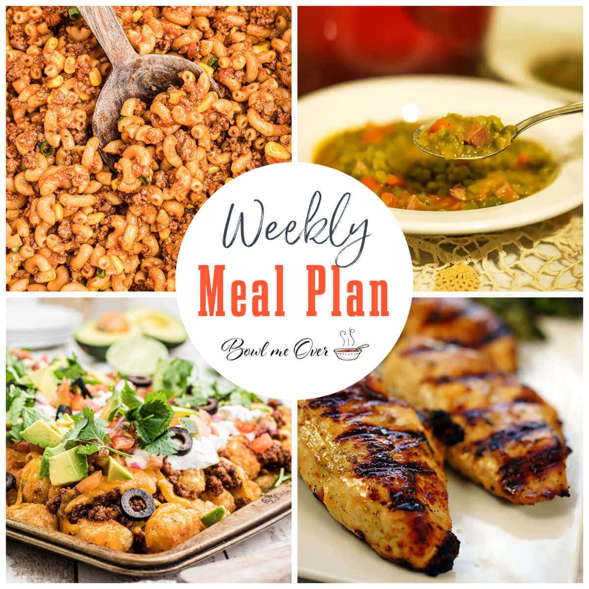 Collage of photos for weekly meal plan 3, with print overlay for social media.
