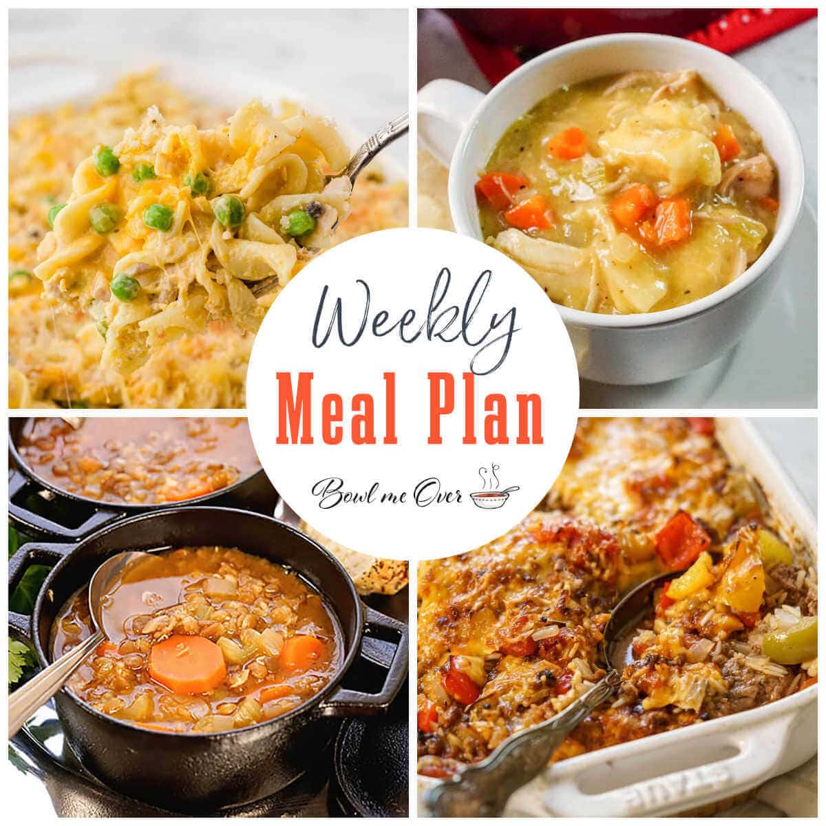 Collage of photos for weekly meal plan 5, with print overlay for pinterest.