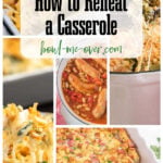 Collage of casserole photos with print overlay for Pinterest.