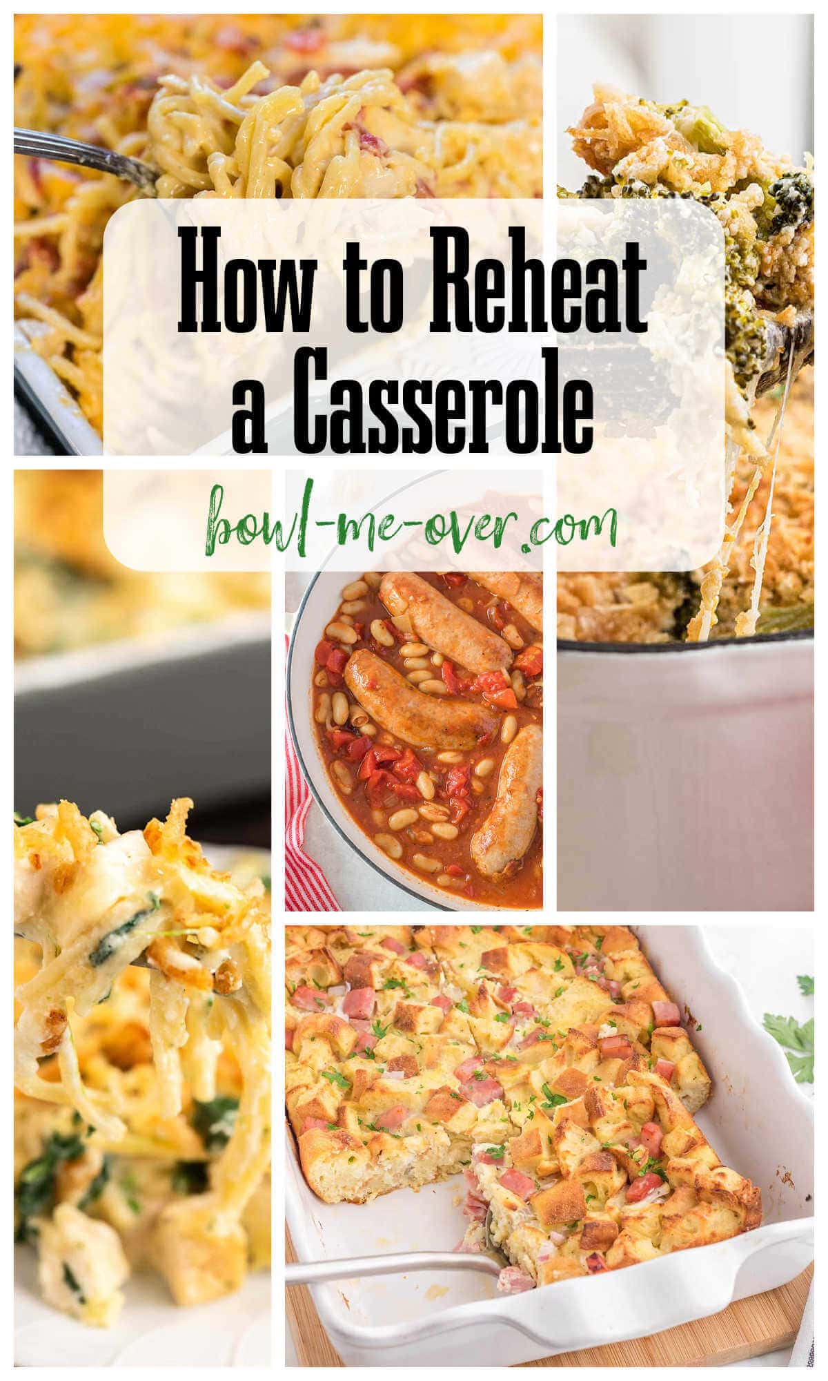 Collage of casserole photos with print overlay for Pinterest.