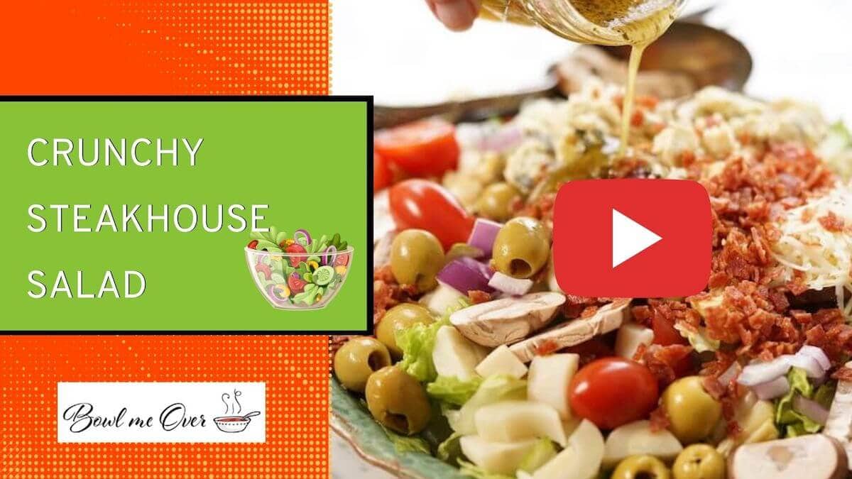 Steakhouse salad cover photo with print overlay for YouTube.
